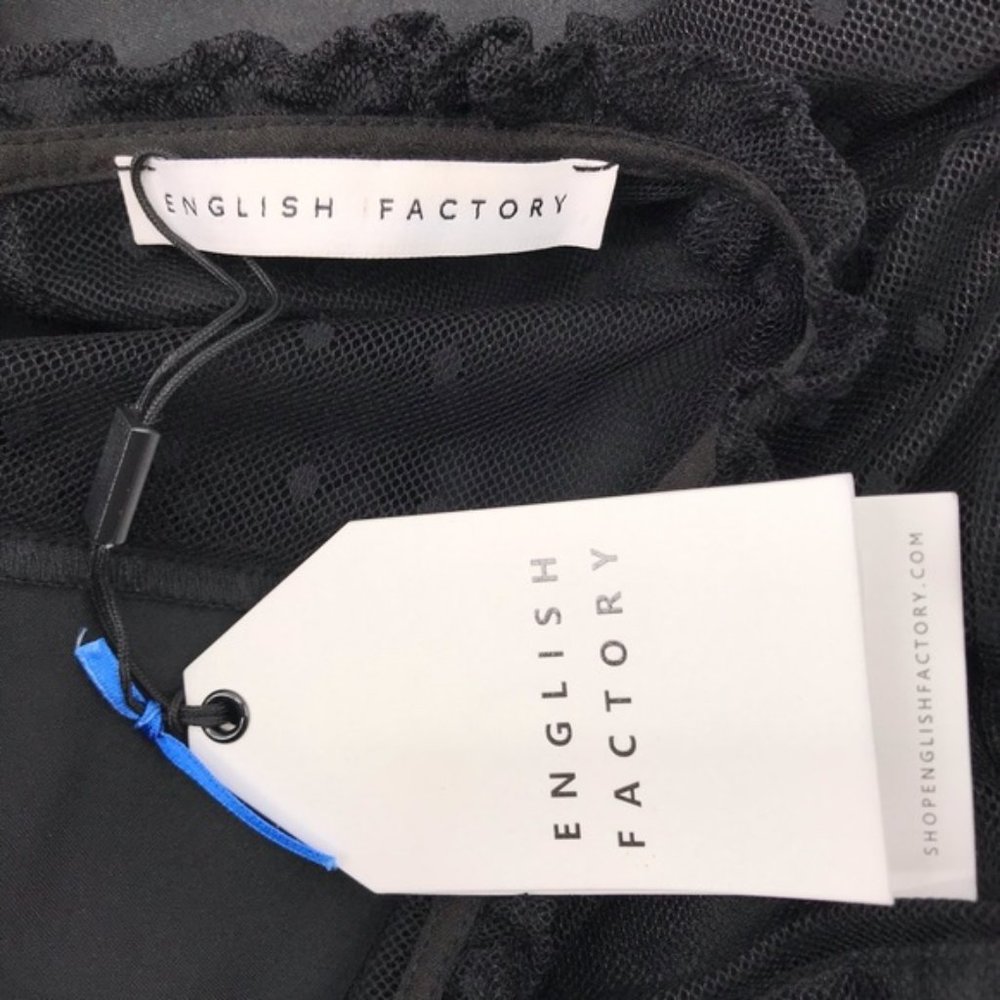 English Factory Black Swiss Dot Flared Dress NWT - Picture 5 of 5